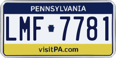 PA license plate LMF7781