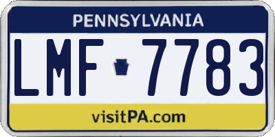 PA license plate LMF7783