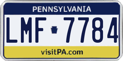 PA license plate LMF7784