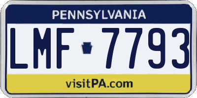 PA license plate LMF7793
