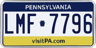 PA license plate LMF7796