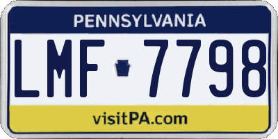 PA license plate LMF7798