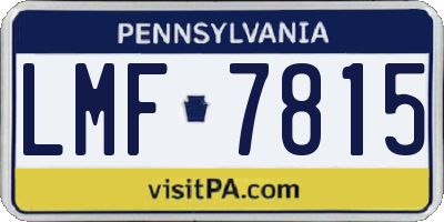 PA license plate LMF7815