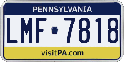 PA license plate LMF7818