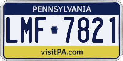 PA license plate LMF7821
