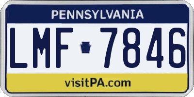 PA license plate LMF7846