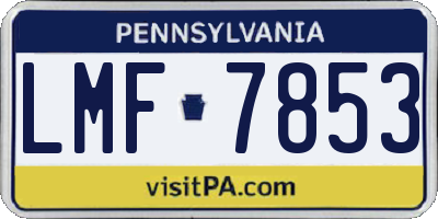 PA license plate LMF7853