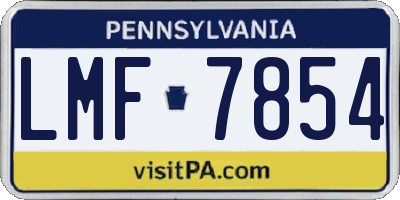 PA license plate LMF7854