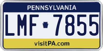 PA license plate LMF7855