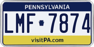 PA license plate LMF7874
