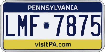 PA license plate LMF7875