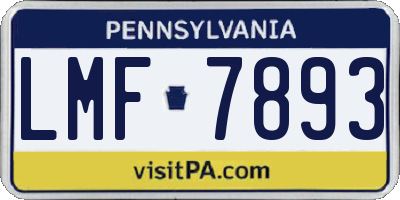 PA license plate LMF7893