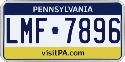 PA license plate LMF7896