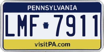 PA license plate LMF7911