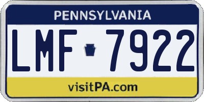 PA license plate LMF7922