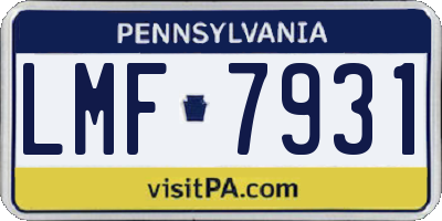 PA license plate LMF7931