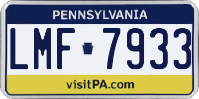 PA license plate LMF7933