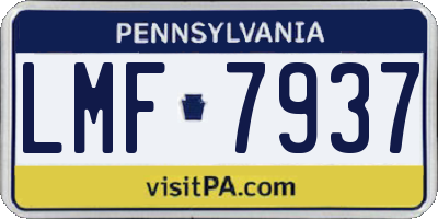 PA license plate LMF7937