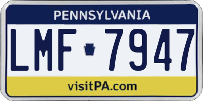 PA license plate LMF7947