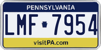 PA license plate LMF7954