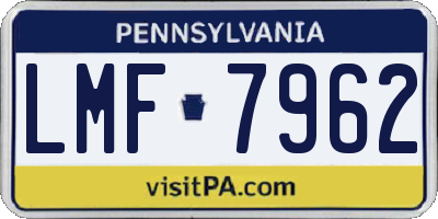 PA license plate LMF7962