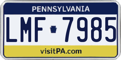 PA license plate LMF7985