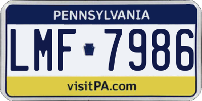 PA license plate LMF7986