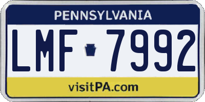PA license plate LMF7992
