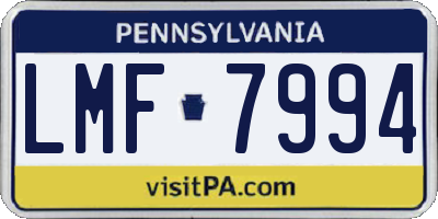 PA license plate LMF7994