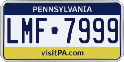 PA license plate LMF7999