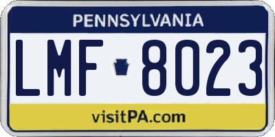 PA license plate LMF8023