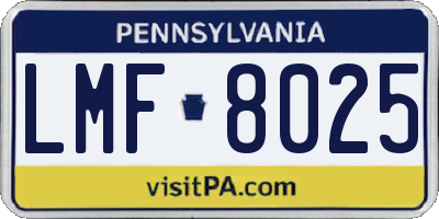 PA license plate LMF8025