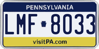 PA license plate LMF8033