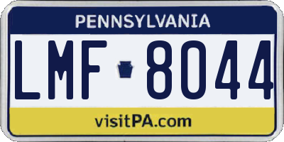 PA license plate LMF8044
