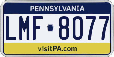 PA license plate LMF8077