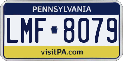 PA license plate LMF8079