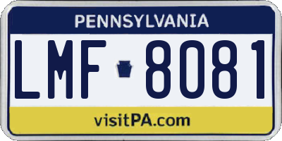 PA license plate LMF8081