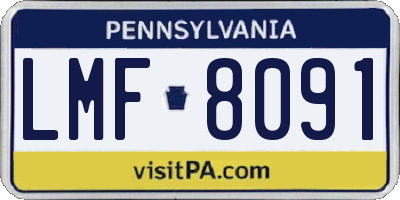 PA license plate LMF8091