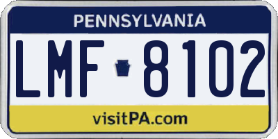 PA license plate LMF8102