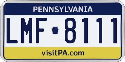 PA license plate LMF8111