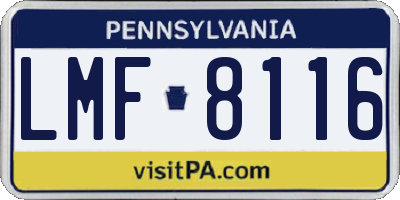 PA license plate LMF8116