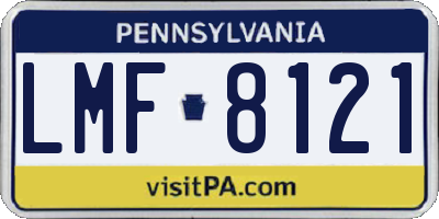 PA license plate LMF8121