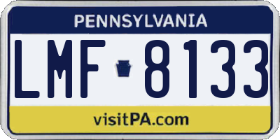 PA license plate LMF8133