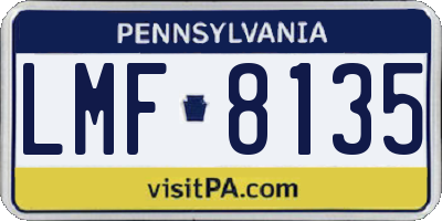 PA license plate LMF8135