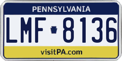 PA license plate LMF8136