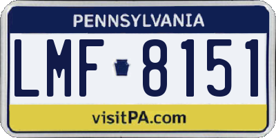 PA license plate LMF8151