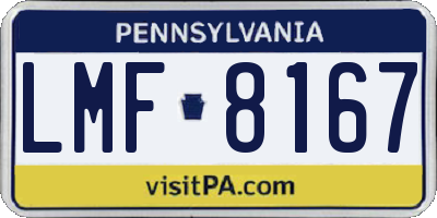 PA license plate LMF8167