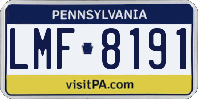 PA license plate LMF8191