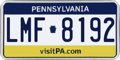 PA license plate LMF8192
