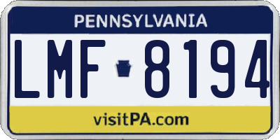 PA license plate LMF8194